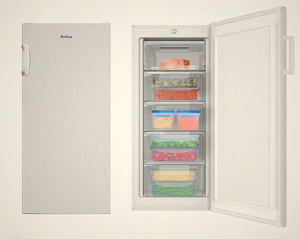 Amica Gefrierschrank 145 L 55cm breit EEK C Tiefkühler Weiß 4 Schubladen