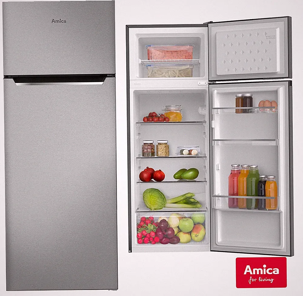 Amica Kühl-Gefrierkombination 211L EEK D 144cm Silber freistehend Kühlschrank