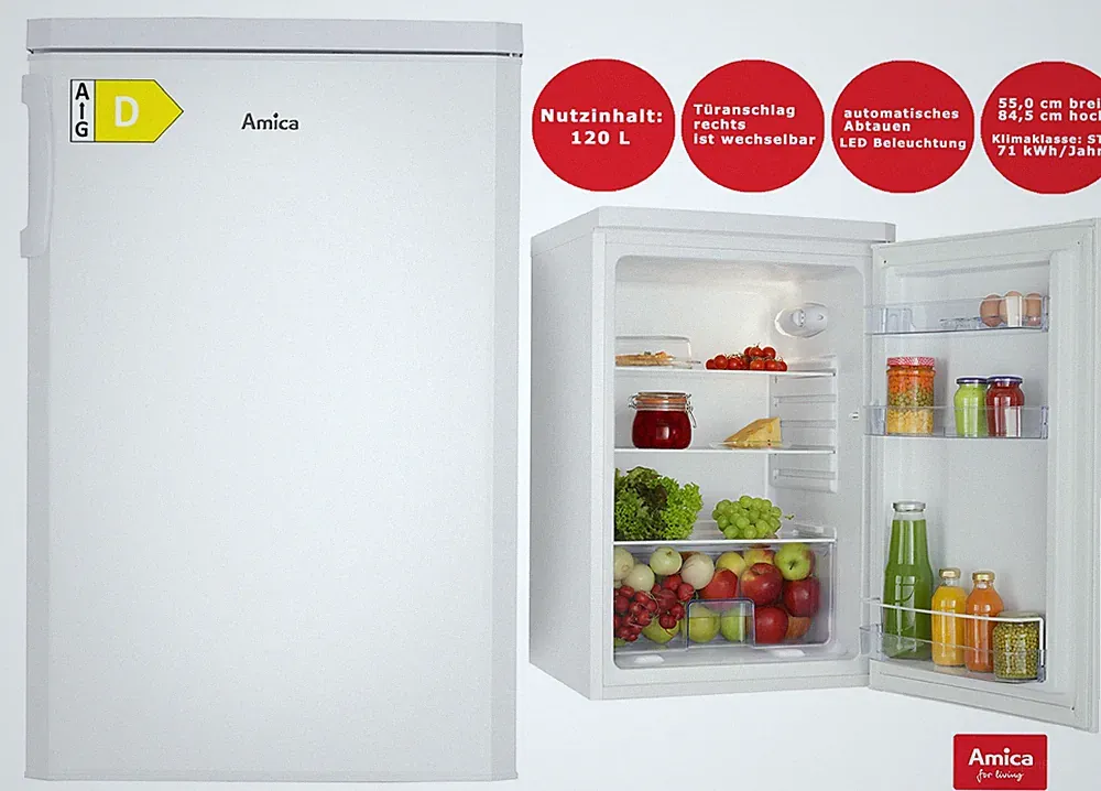 Amica Vollraumkühlschrank 120 L Weiß 84,5 cm hoch freistehend Kühlschrank