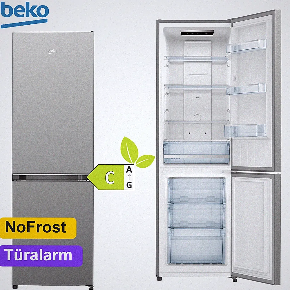 Beko Kühl Gefrierkombination NoFrost Standkühlschrank Edelstahl Look 180cm C NEU