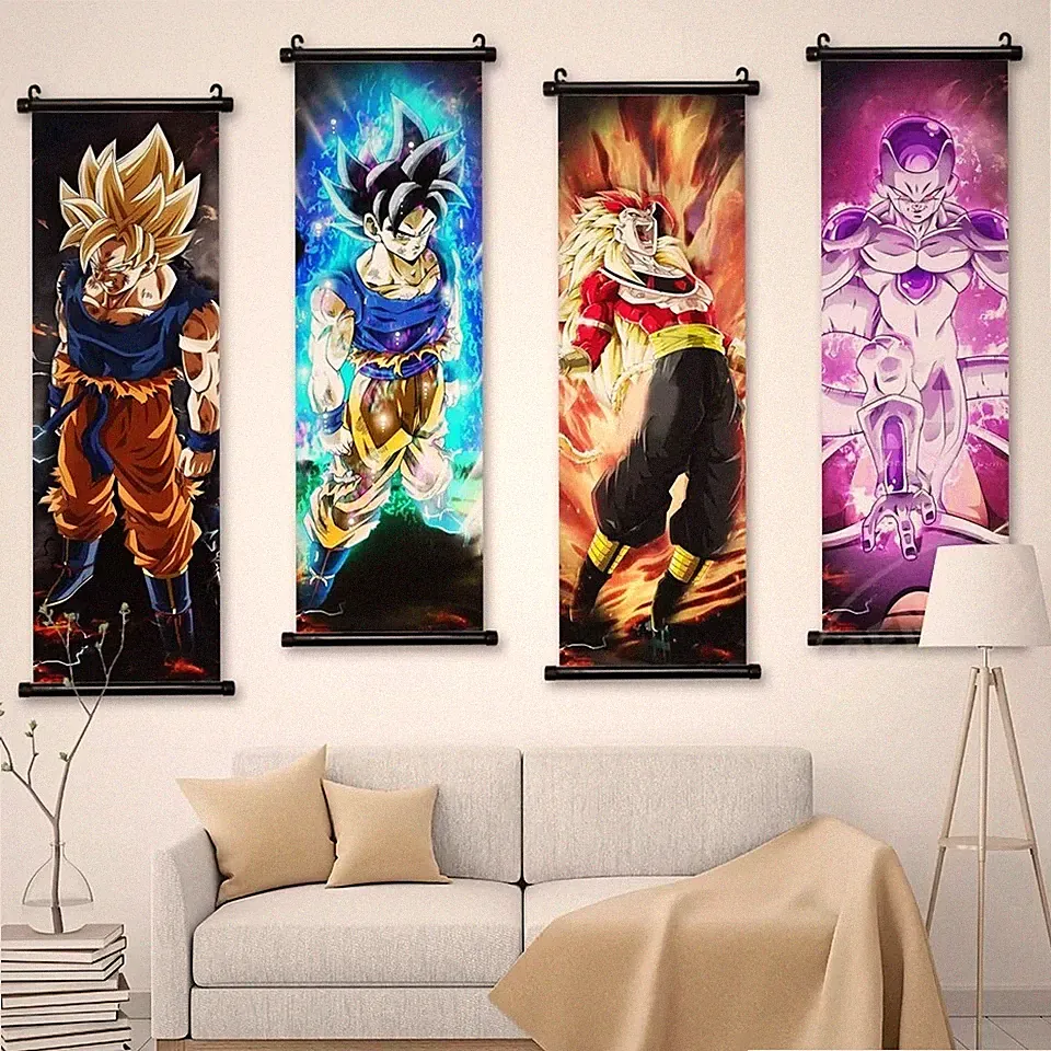 Dragon Ball Leinwand mit Rahmen, Druck mit Goku Vegeta, 90×30 cm