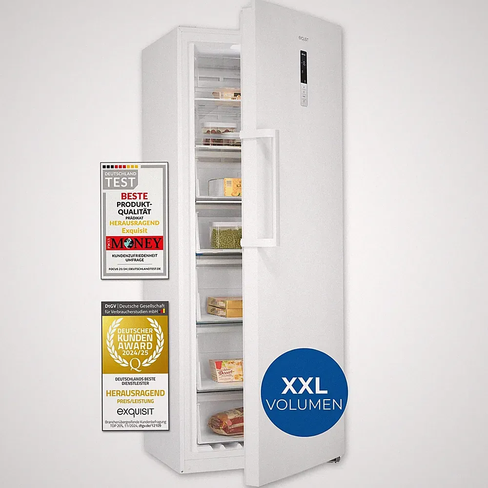 Exquisit Gefrierschrank NoFrost 380 Liter 4-Sterne GS5380-NF-H-050D weiss