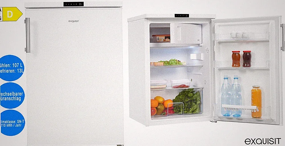 Exquisit Kühlschrank mit Gefrierfach 120L Weiß 56cm breit KS16-4-HE-010D C-WARE!