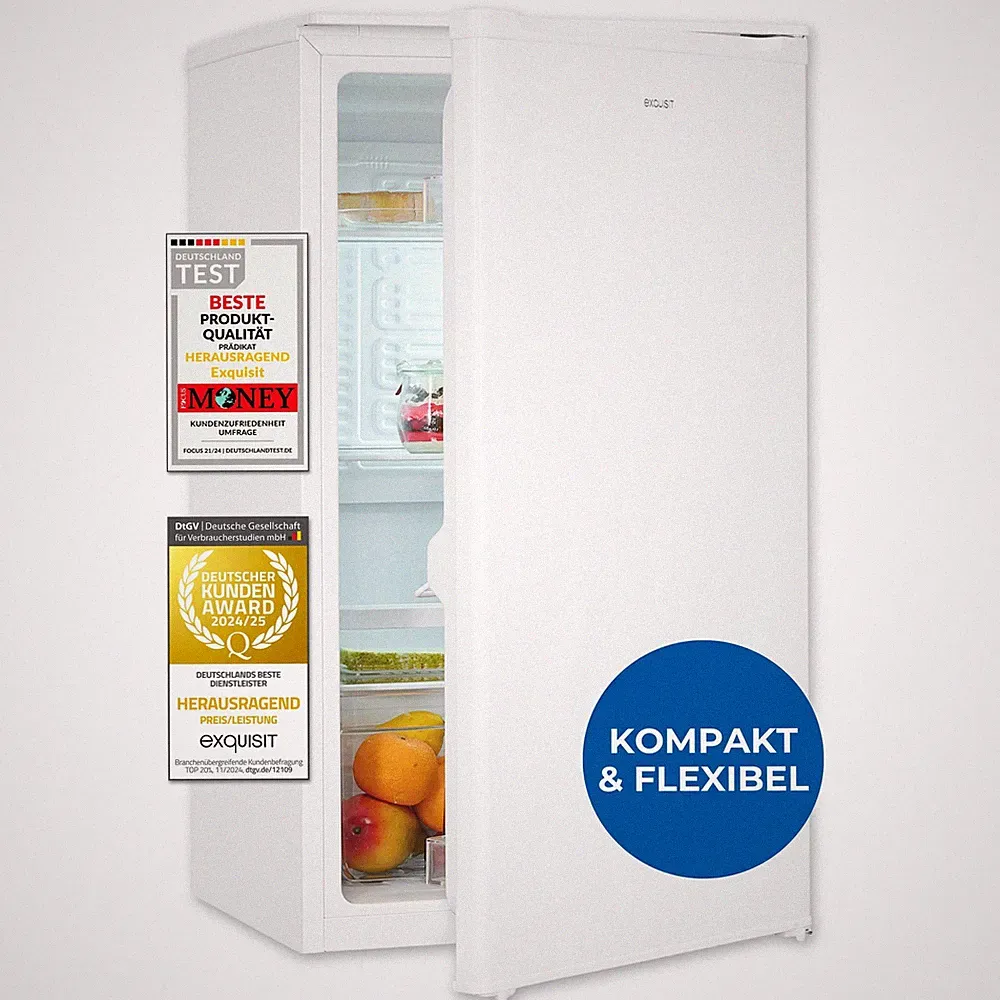 Exquisit Kühlschrank mit Gefrierfach,90 Liter, 50 cm Breite, KS116-0-041E weiss