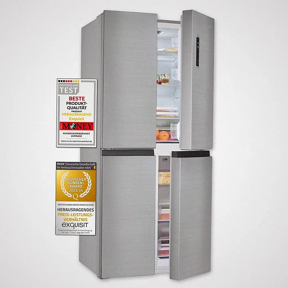 Exquisit Multidoor MD425-150-040C inoxlook | No Frost | Nutzinhalt: 421 L | Temp