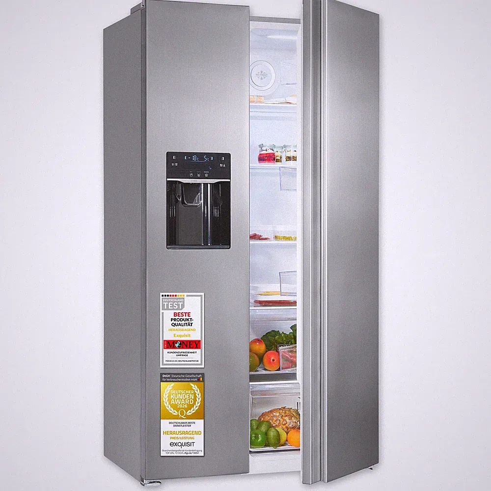 Exquisit Side-by-Side Kühlschrank, 513 Liter, NoFrost, SBS5520-CF-040E inoxlook
