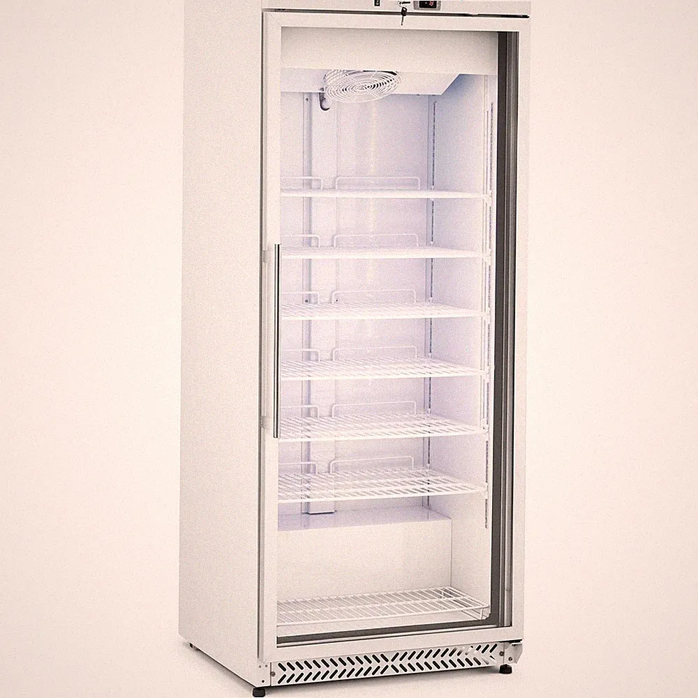 Gefrierschrank 580 L Tiefkühlschrank freistehend Glastür Stahl 492 W schwarz