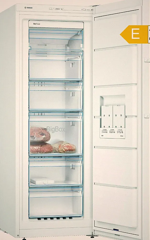 Gefrierschrank NoFrost 200L weiß EEK E leise 39dB BigBox 161x60x65cm Serie4