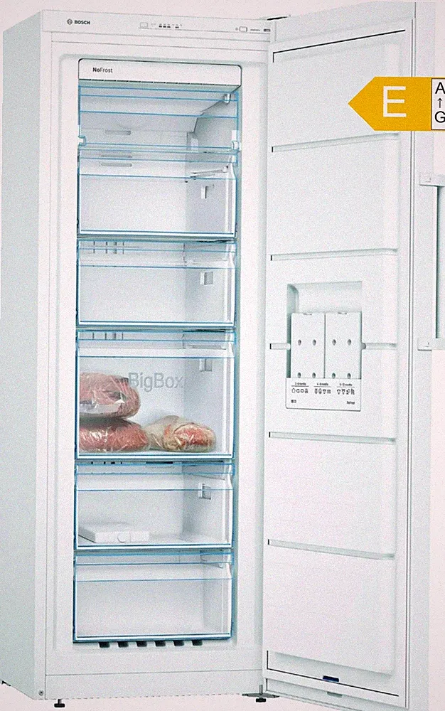 Gefrierschrank NoFrost 200L weiß EEK E leise 39dB BigBox 161x60x65cm Serie4