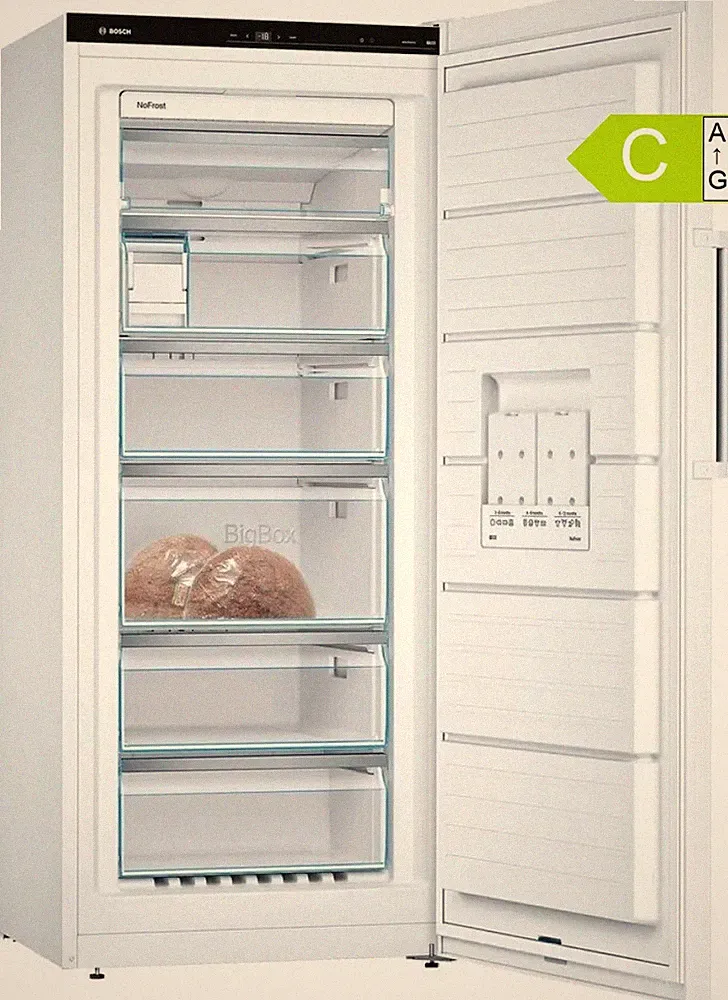 Gefrierschrank NoFrost 290L freistehend weiß leise XXL Schubladen 161cm