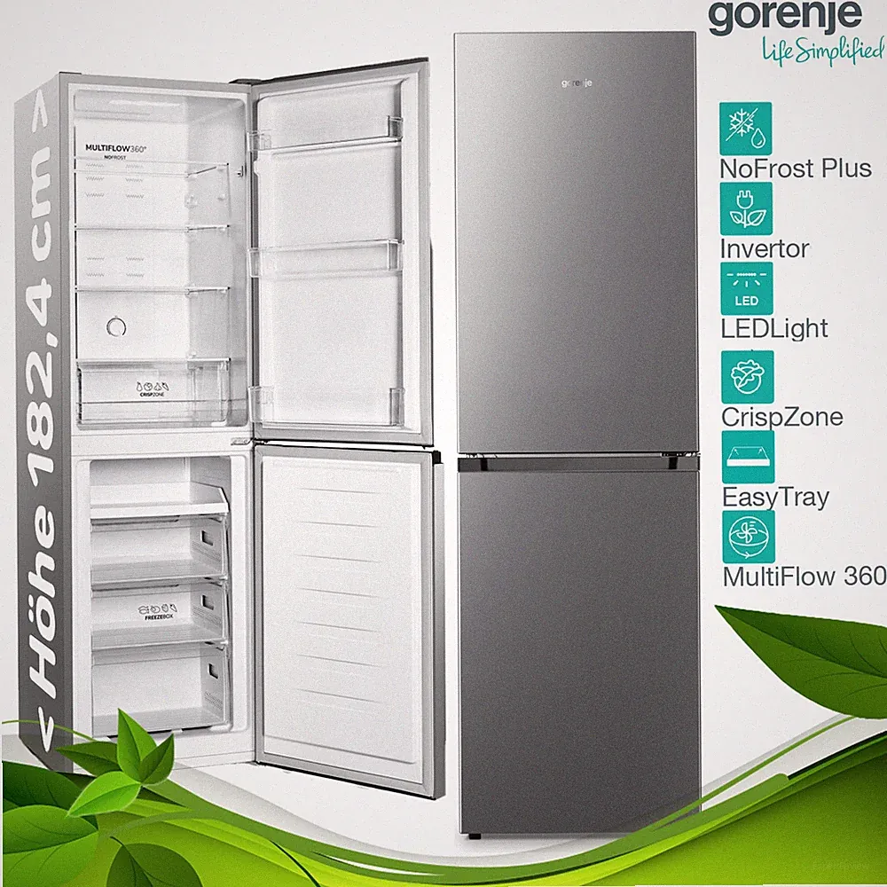 Gorenje Kühl Gefrierkombination NoFrost freistehend Kühlschrank Edelstahl NEU