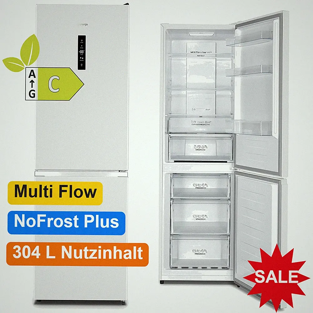Gorenje Kühl Gefrierkombination NoFrost Plus freistehend Kühlschrank 304 L Weiß
