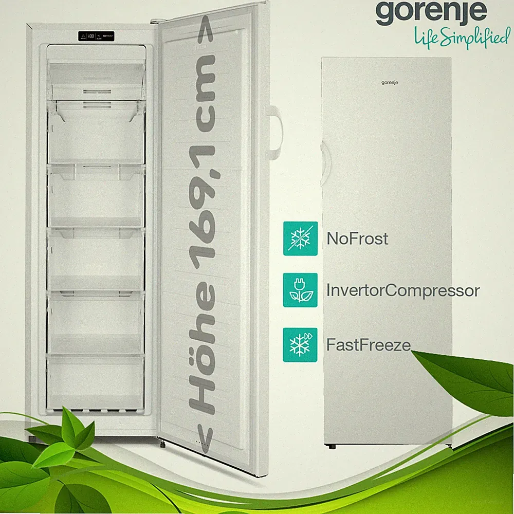 Gorenje Stand Gefrierschrank NoFrost Multi 3D Luftzirkulation Inverter weiß 194L