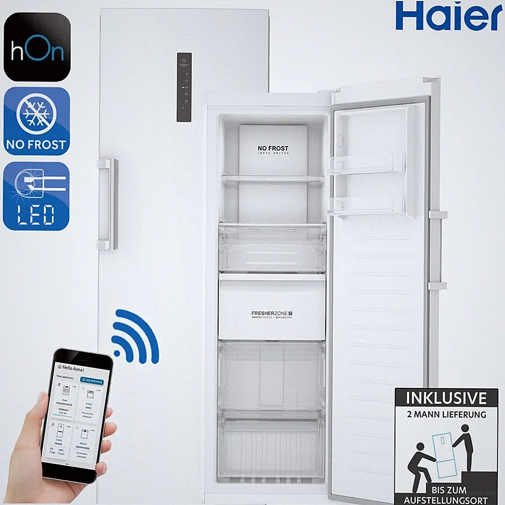 Haier H3F285WEH1 Gefrierschrank hON-App InstaSwitch No Frost Fresher Zone 2ML