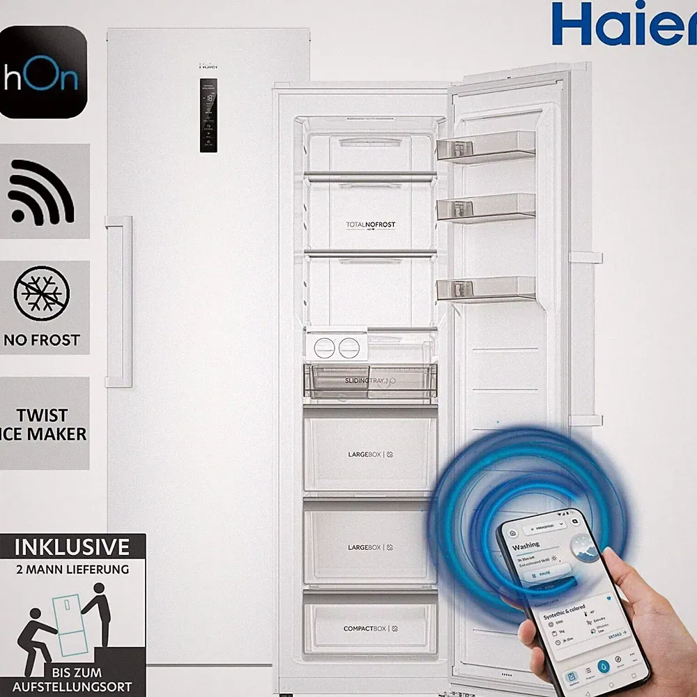 Haier H4F306WDH1 Gefrierschrank 301 L hOn-App NoFrost TWIST ICE MAKER 2ML