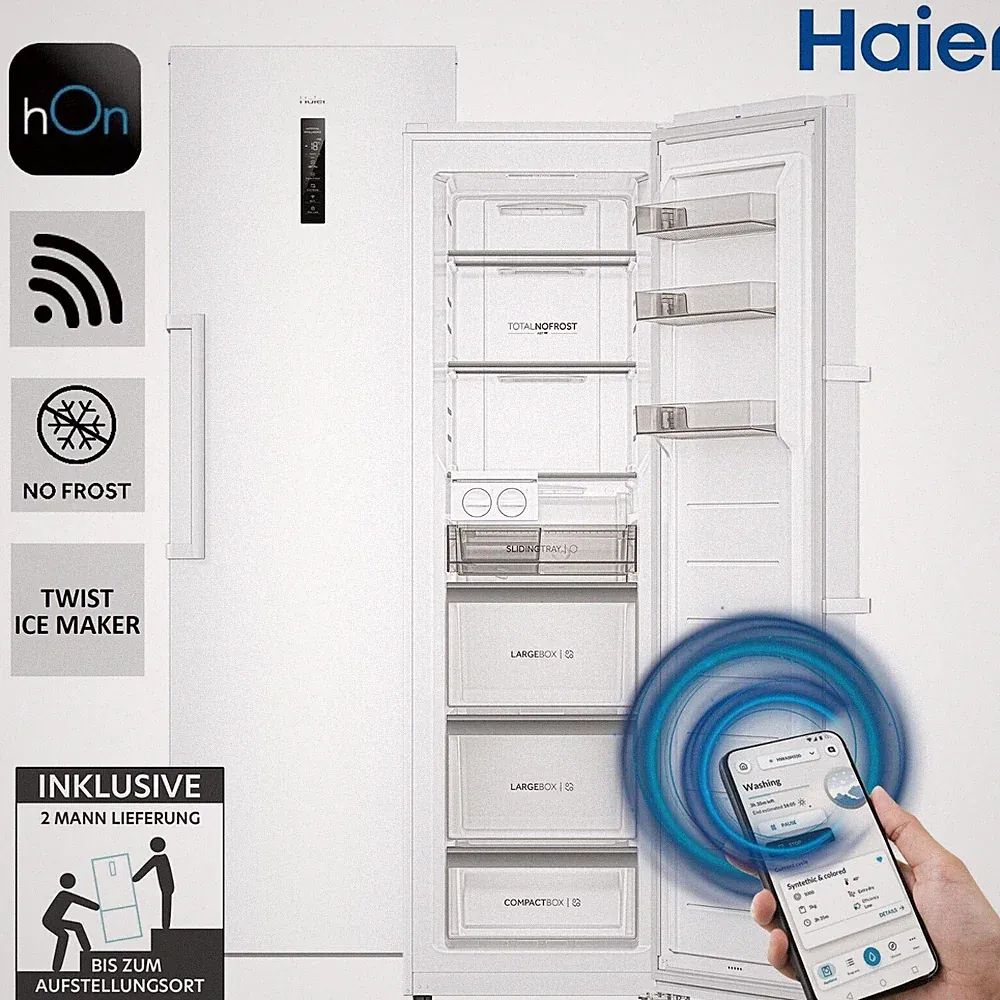Haier H4F306WDH1 Gefrierschrank 301 L hOn-App NoFrost TWIST ICE MAKER 2ML