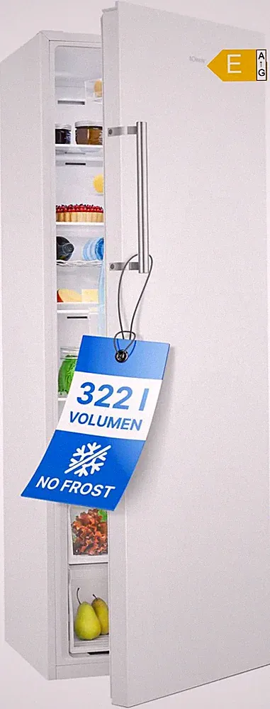 Kühlschrank 322L NoFrost MultiAirflow LED EEK E Standgerät Weiß