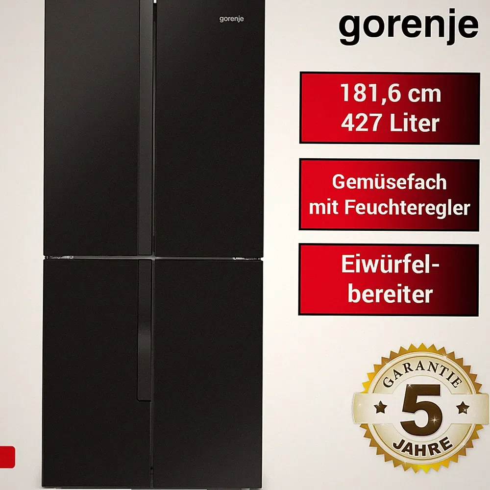 Kühlschrank Gorenje NRM818EMB French Door Schwarz Eisbereiter NoFrost