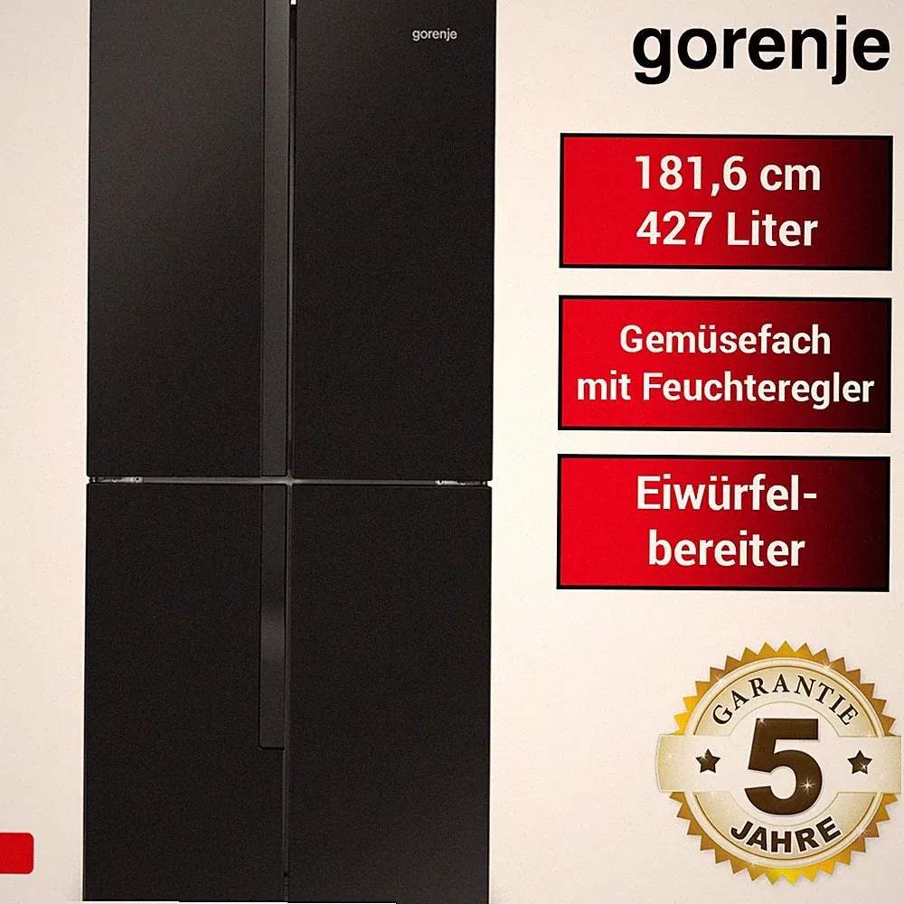 Kühlschrank Gorenje NRM818EMB French Door Schwarz Eisbereiter NoFrost