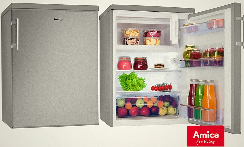Kühlschrank mit Gefrierfach 136L Silber 60,0cm breit freistehend Amica B-WARE!