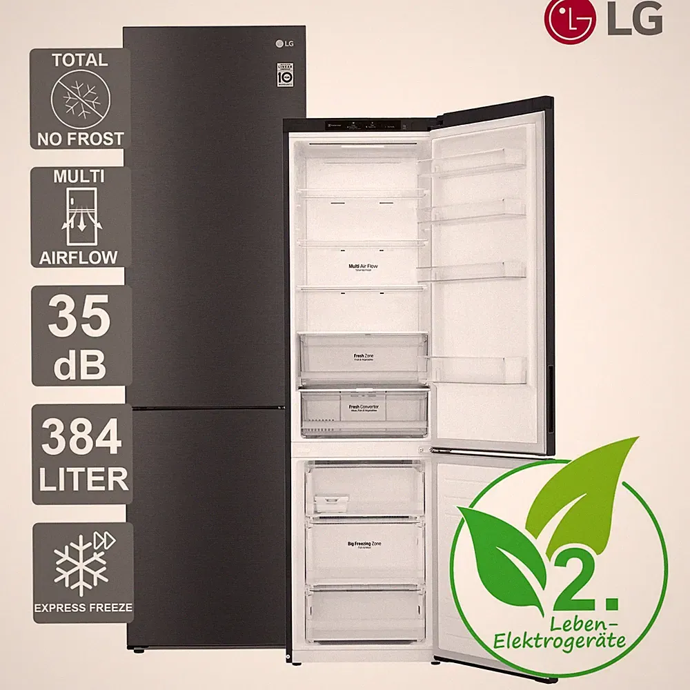 LG GBP62MCNBC Kühl-Gefrierkombination 384 L Matte Black Serie 6 RO_GBP62MCNBC_R