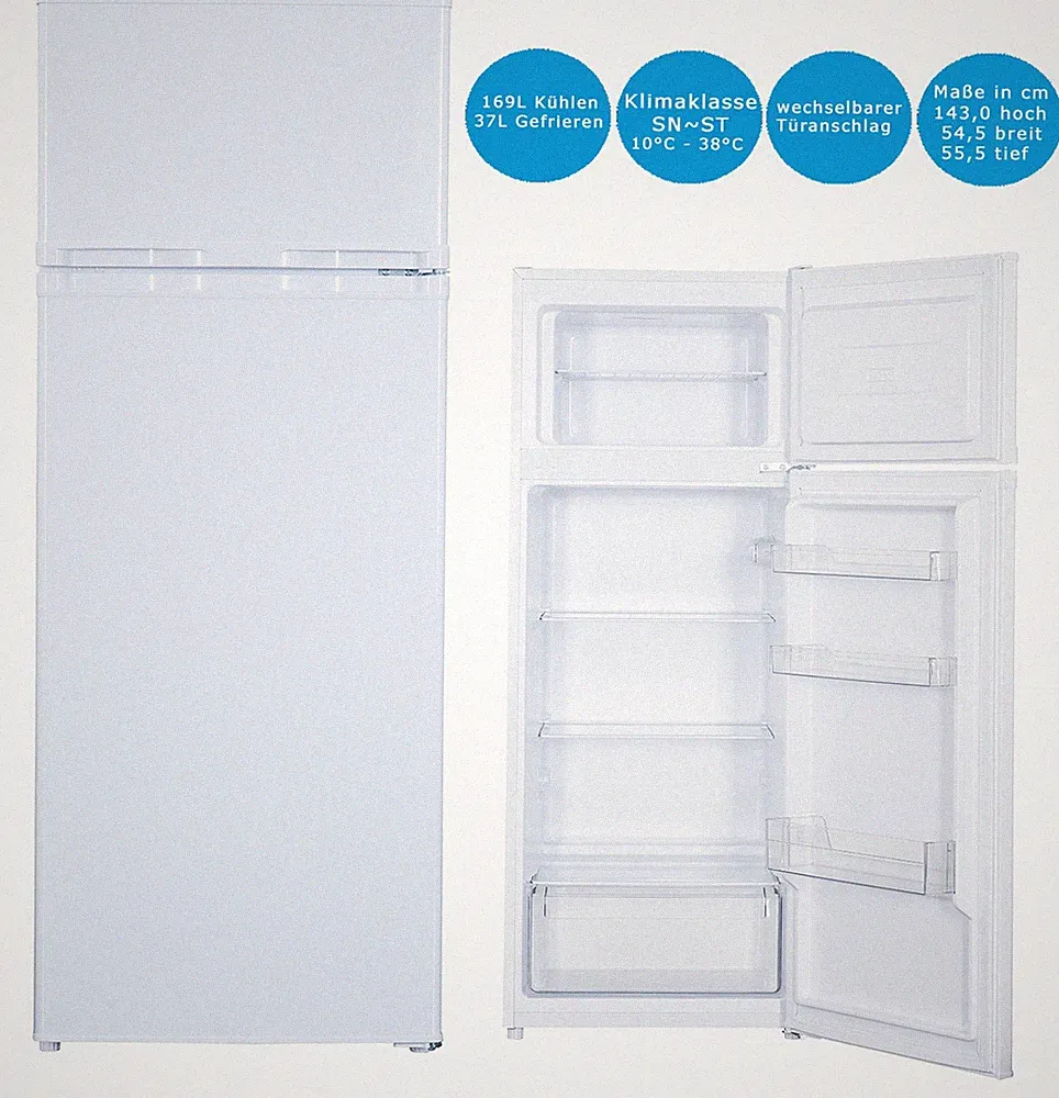 PKM Kühl-Gefrierkombination Weiß 206 L 143cm hoch freistehend Kühlschrank