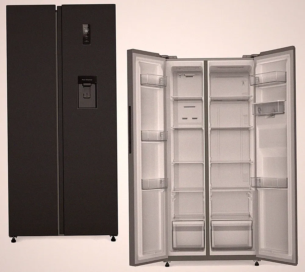PKM Side by Side Kühlschrank NoFrost Schwarz Wasserspender 444 L 83cm breit