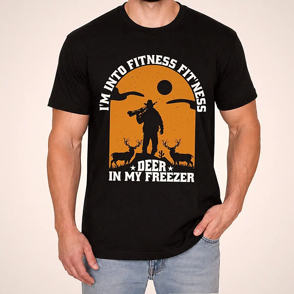 Vintage Im Into Fitness Herren T-Shirt Deer In My Freezer Jagd Geschenk
