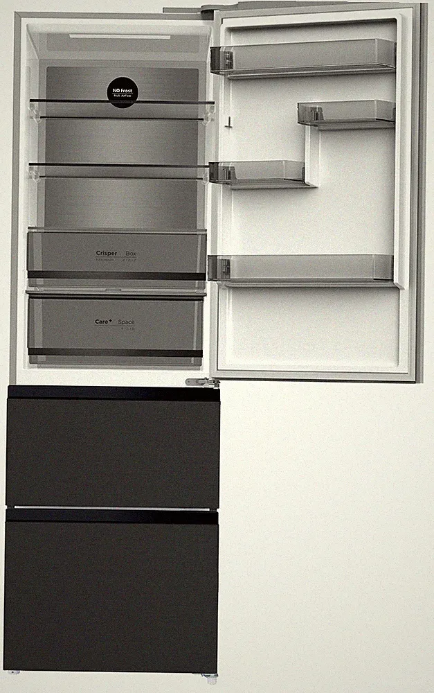 Wolkenstein NoFrost Kühl-Gefrierkombination 401L 2 Gefrierschubladen Dark Inox