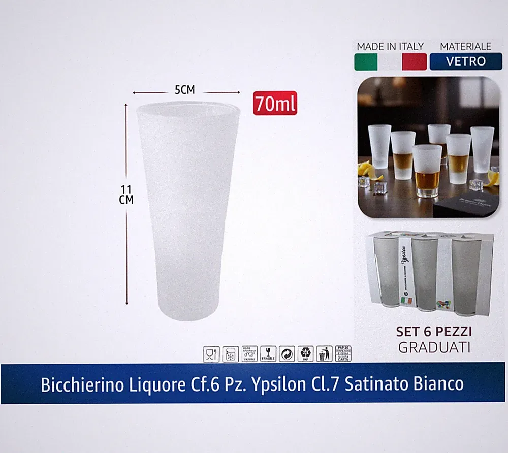 YPSILON HOHE SATINIERTE GLÄSER BITTERGLAS SCHNAPS MROSTED 70 ML