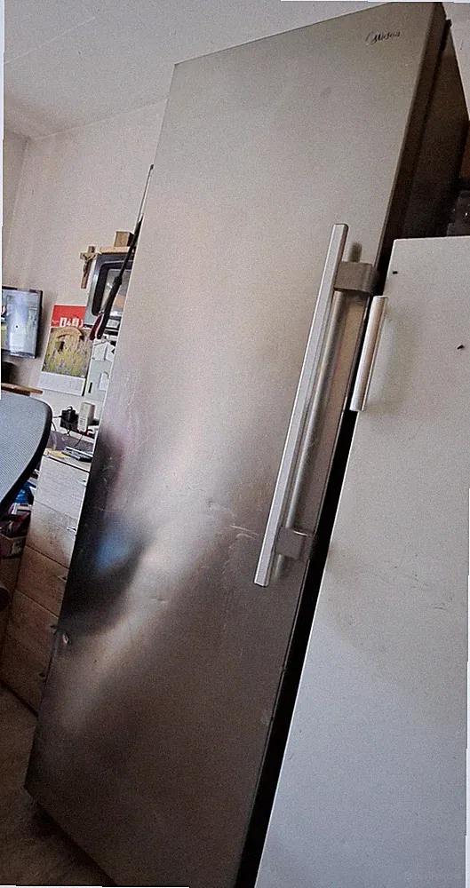 Zu Verschenken. Gefrierschrank Edelstahloptik H 1986 B 80 T 65 cm. Defekt.